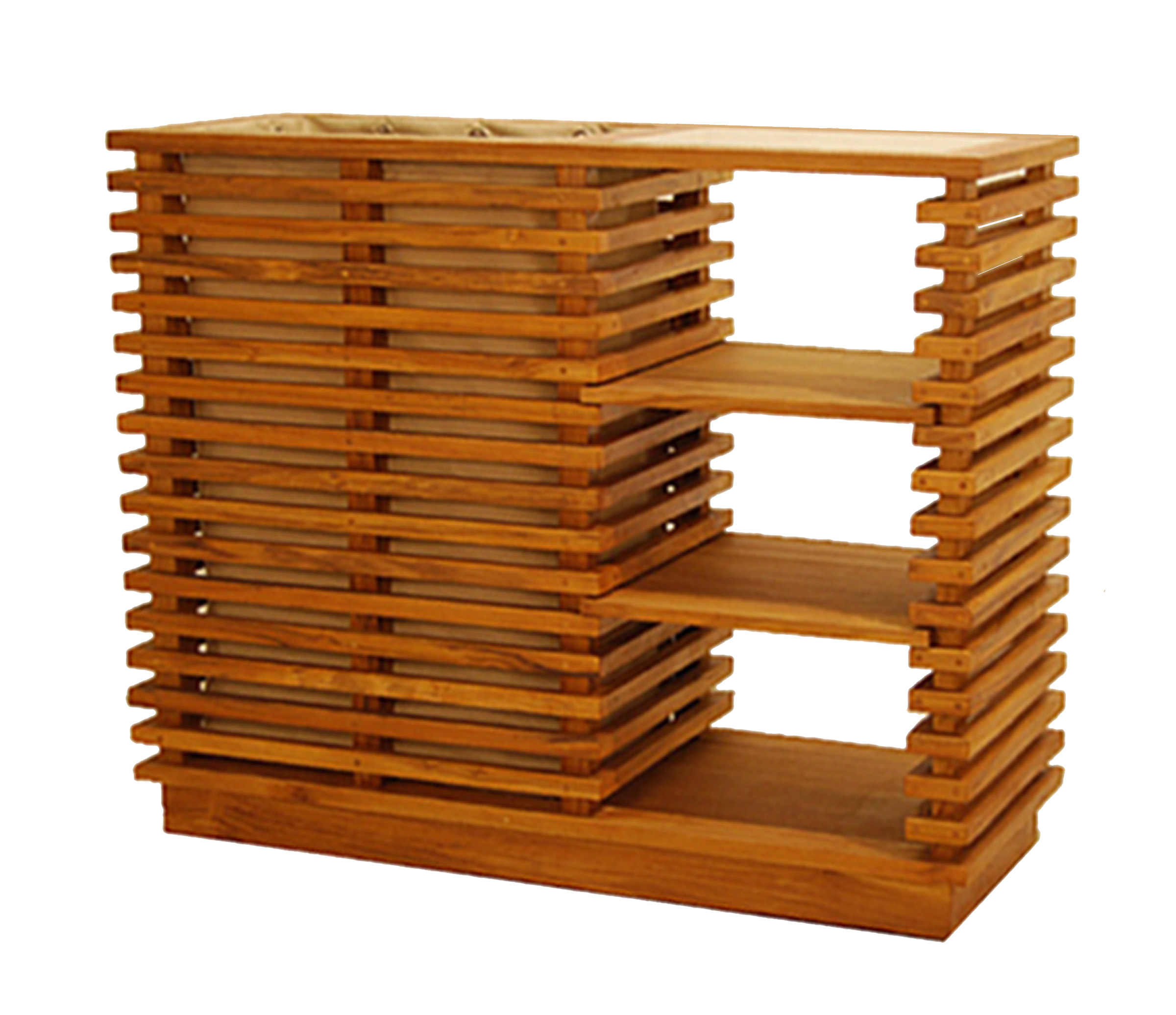 FB-4237-B-R TEAK HAMPER WITH FROSTED GLASS