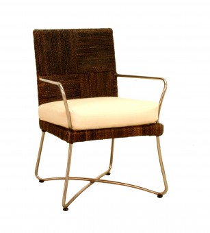 FB-5793  STAINLESS STEEL & ABACA ARMCHAIR