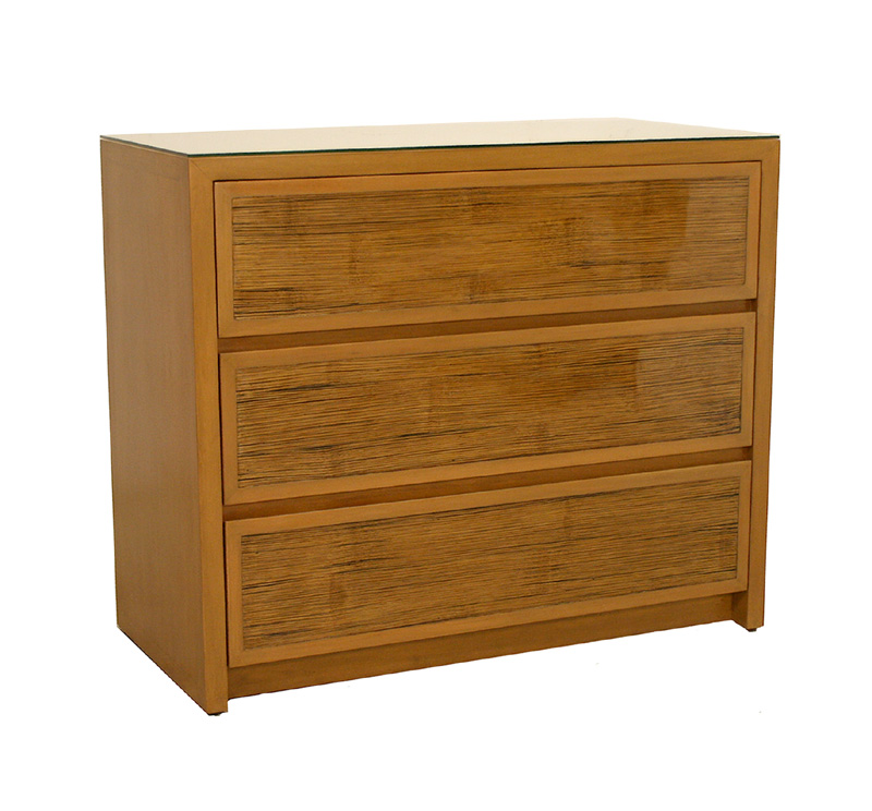 FB-5917-A WOOD & POLISHED BAMBOO 3-DWR CHEST