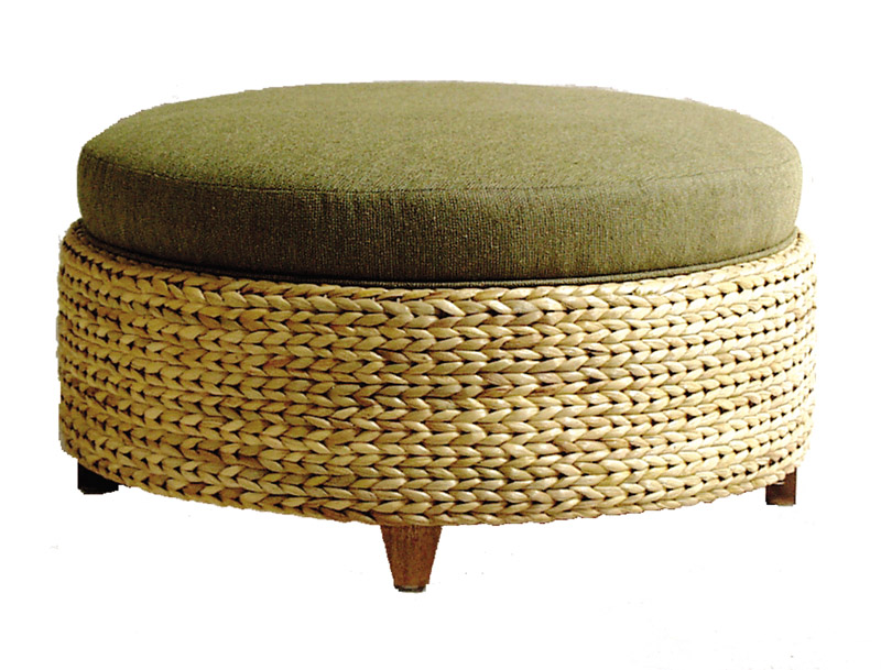Round seagrass ottoman deals